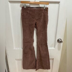 Free People Brown Flare Low Waisted, Women's Stretch Cordoroys